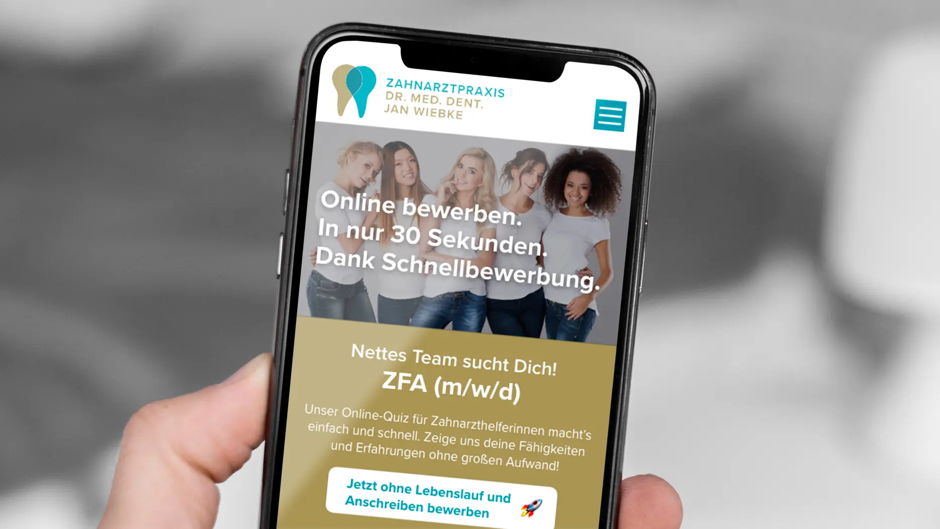 Beispiel mobile Recruting Seite